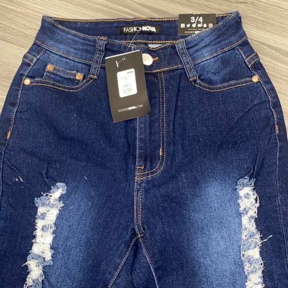 Fashion Nova Teenage Fever Blue Jeans Distressed Ripped Denim Pants Size… - Picture 4 of 15